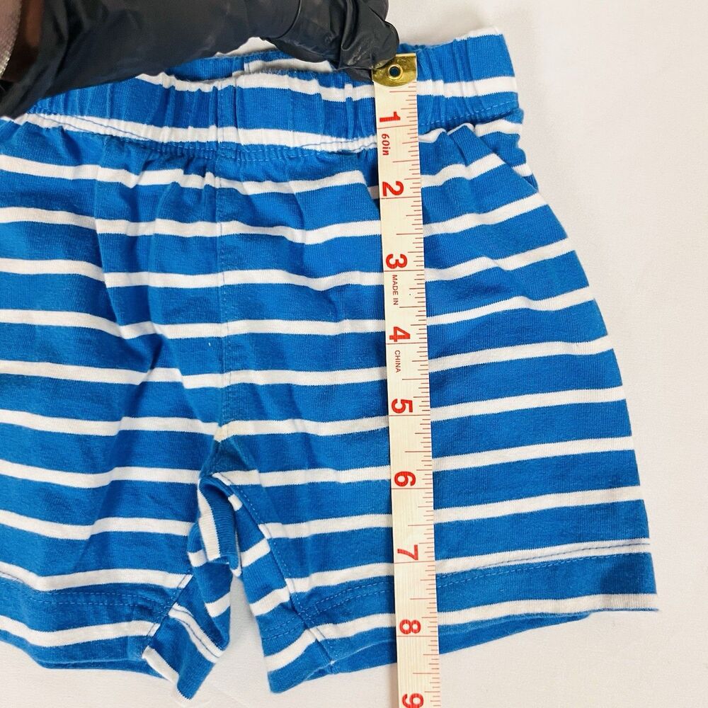 Hanna Andersson Baby 3 Pc Outfit Set 12-18M 75cm Blue Green Striped Shorts - Picture 12 of 13